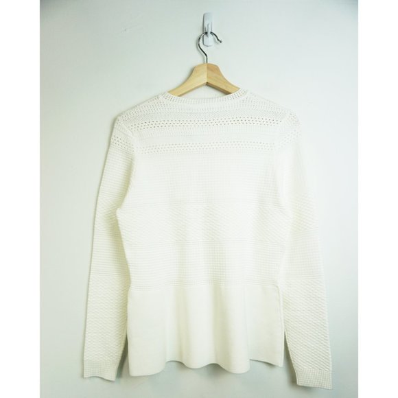 NWT BOSS Hugo Boss Funda Mixed Stitch Long Sleeve Sweater Open White XL - Picture 5 of 7